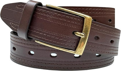Men's Oil-Tanned Genuine Leather Dress Classic Belt 1-1/8"(30mm) or 1-3/8"(35mm) Wide One Piece Dress Belt