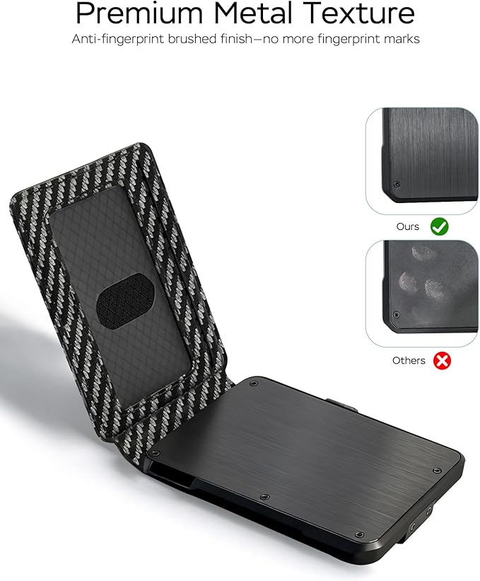 Smart Pop Up Wallet for Men with AirtTag Holder - Sleek Low Profile Money Clip Wallet, RFID Blocking Metal Credit Card Holder Fits Front Pocket, 11 Cards, ID Window, Magnetic Closure, Mens Gift