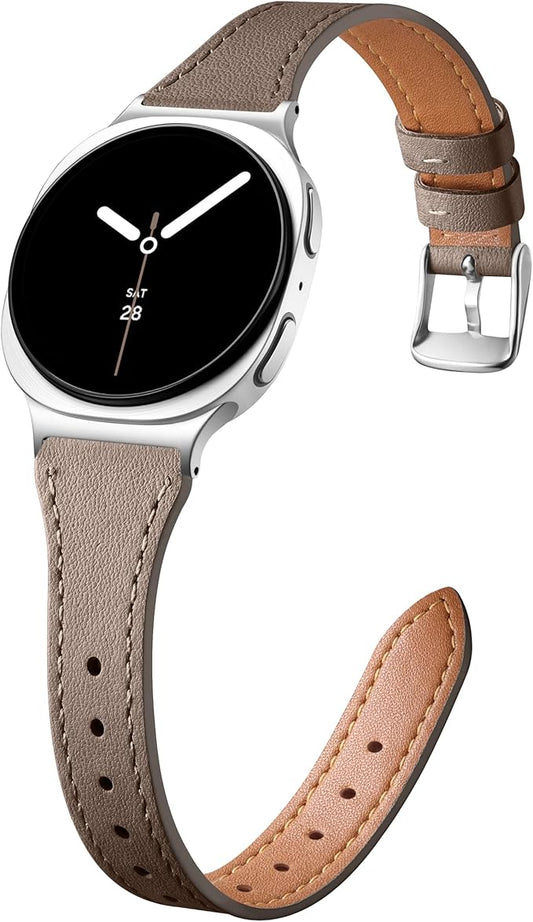 GEAK Slim Leather Band Compatible with Samsung Galaxy Watch 8 40mm 44mm/Watch 8 Classic 46mm, No Gap Adjustable Genuine Leather Replacement Dressy Strap for Samsung Watch 8 Bands Women