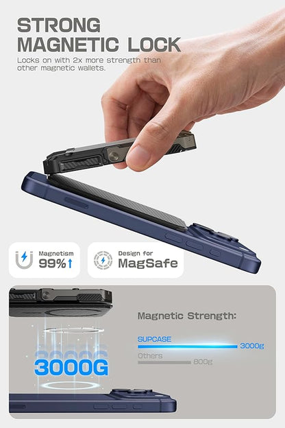 SUPCASE for MagSafe Wallet with Stand, Magnetic Wallet for Men, [Hold 5 Cards] [Adjustable Stand] [RFID Blocking] Phone Stand Credit Card Holder Tripod for iPhone 17/16/15/14/13/12 Series, Carbon