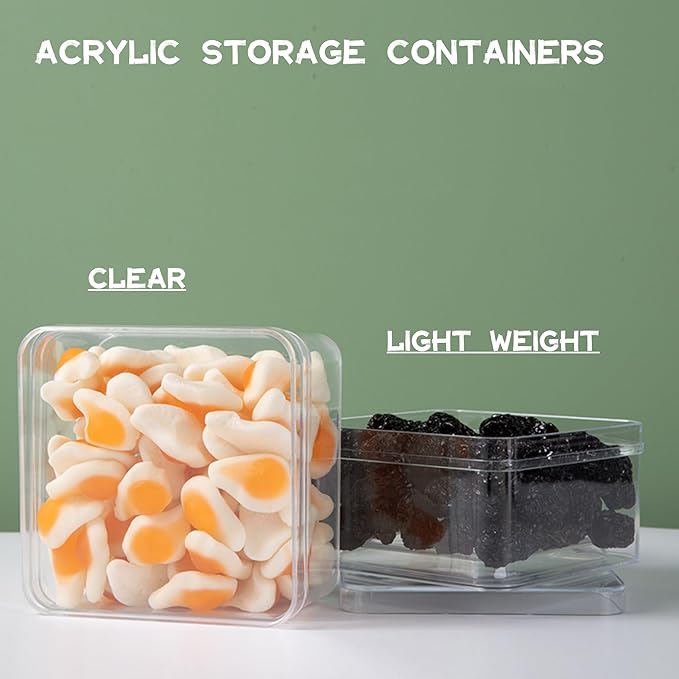 Clear Square Cube Acrylic Box 4 Packs With Lid - Transparent Storage Containers for Candy, Pills, and Tiny Jewelry - 4 x 4 x 2.4 Inch