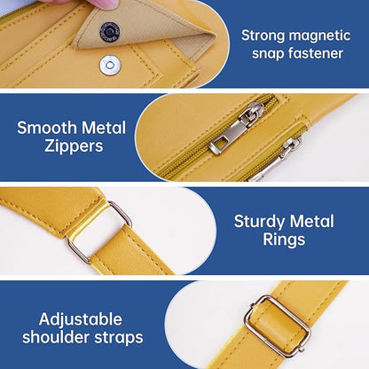 Double Shoulder Armpit Bag for Men, Anti-Theft Underarm Shoulder Holster Bag with Adjustable Strap, Hidden Phone Wallet Pocket for Travel & Daily Commute (Yellow)