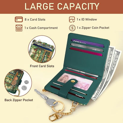 Jogjam Plants Flower Pots Rfid Girls Girly Teen Wallet, Small Slim Thin Compact Travel Credit Card Women Wallet, PU Leather Bifold Cash Zipper Coin Pocket ID Window for Female Ladies Gifts