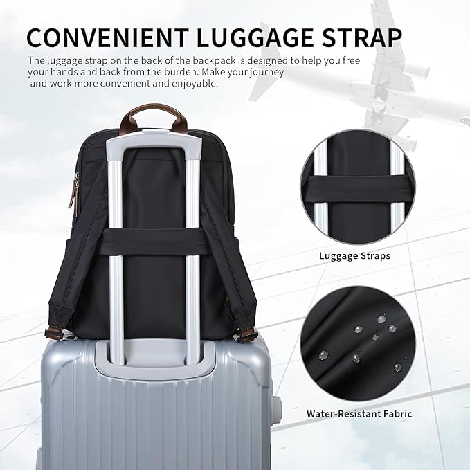 Laptop Backpack for Women,Carry on Travel Backpack Casual Work Business Backpacks Purse College,14 Inch,Black