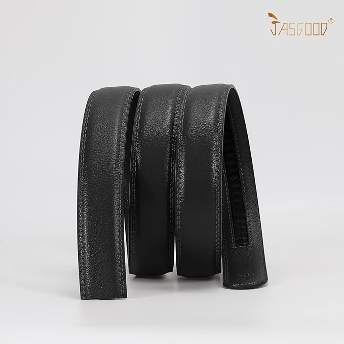 JASGOOD Ratchet Belt Replacement Strap 1 1/8", Leather Belt Strap for 35MM Slide Click Buckle