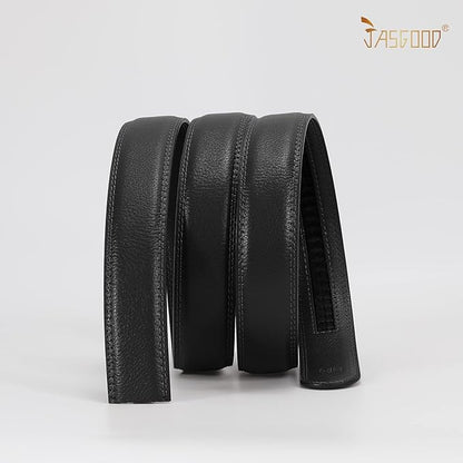 JASGOOD Ratchet Belt Replacement Strap 1 1/8", Leather Belt Strap for 35MM Slide Click Buckle