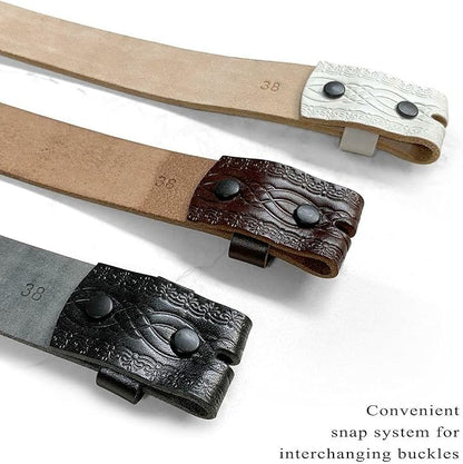 Genuine Full Grain Western Engraved Tooled Leather Strap or Belt 1-1/2" Wide