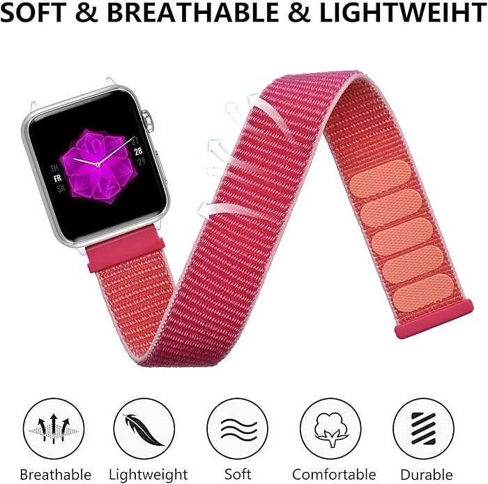 ANNEFIT Nylon Sport Loop Watch Bands, 2 Packs Quick Release Adjustable Strap 16mm 18mm 19mm 20mm 21mm 22mm 24mm