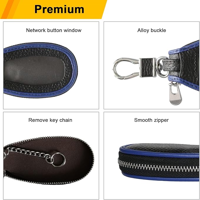 Universal Premium Car Key Fob Case Genuine Leather Car Smart Key fob Holder for Remote Key Fob