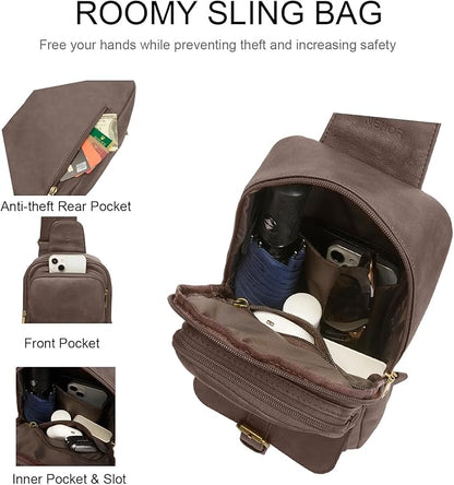Sling Bag for Men Women Pu Leather Crossbody Bag Waterproof Funny Waist Pack Vintage Shoulder Bags
