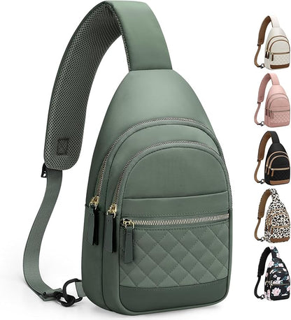 Capolo Sling Bag for Women Men Waterproof Crossbody Bags for Women Trendy Casual Fanny Pack with Convertible Shoulder Strap Chest Bag for Travel Hiking(Green, Medium)