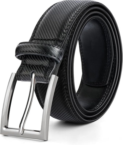 Mens Genuine Leather Dress Belt Classic Casual Belt with Single Prong Buckle for Jeans Pants Work and Business