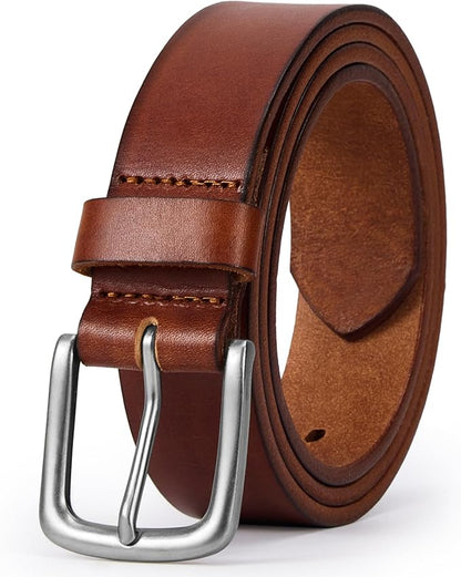 VATAN Men's Full Grain Leather Casual Every Day Jeans Belts, Handmade Men Leather Belt with Gift Box