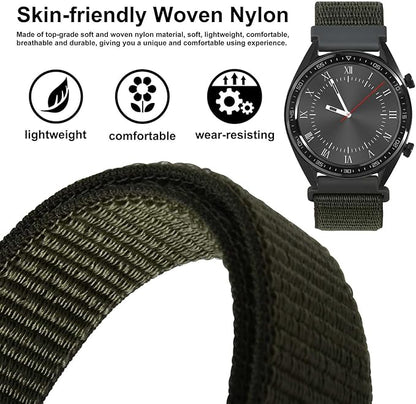 WOCCI 19mm Adjustable Nylon Watch Band, Quick Release Sport Loop Strap (Army Green)