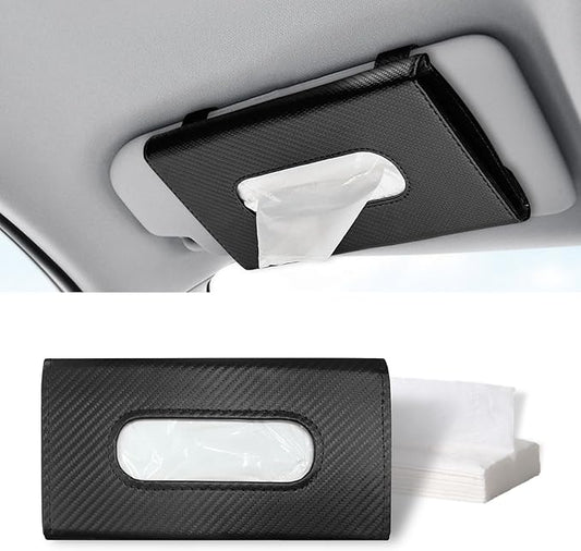 ASUBHA Car Tissue Holder, Sun Visor Organizer, Rectangular Sun Visor Napkin, Visor Accessories Car Napkin Holder Universal for Cars, SUVs, Trucks (Black)