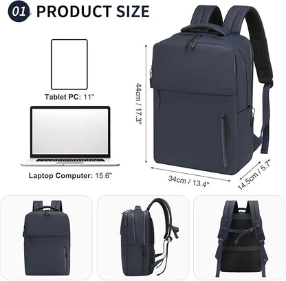 Lightweight 20L Commute Backpack for Men & Women, Water-Resistant Travel Daypack with 15.6-Inch Laptop Compartment & Anti-Theft Pockets, Dark Blue
