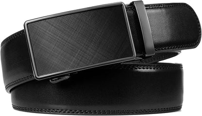 Founders & C Men's Ratchet Belt 1 3/8",Leather Dress Belt Adjustable with Click Sliding Buckle Trim to Exact Fit