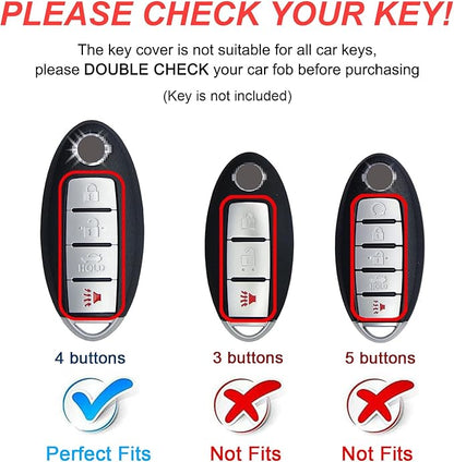 Montague Key Fob Cover for Nissan with Keychain Accessories, Premium Soft TPU Full Protection Key Case for Altima Rogue Sentra Maxima Pathfinder Frontier Titan Smart Key Shells (4-Buttons, Blue)