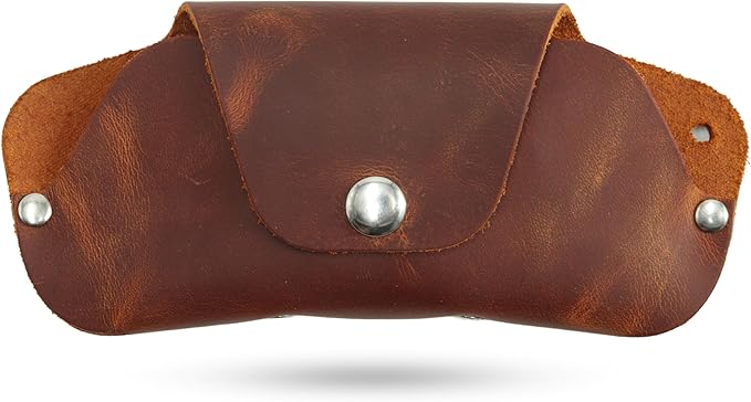 Toprank Leather Eyeglass Case - Handmade Slim Sunglasses Holder, Genuine and Universal Fit for Men and Women