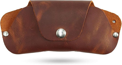 Toprank Leather Eyeglass Case - Handmade Slim Sunglasses Holder, Genuine and Universal Fit for Men and Women