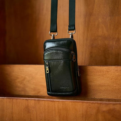 Hengwin Genuine Leather Crossbody Bag for Men/Women, Small Messenger Bag Cell Phone Purse Shoulder Holster Passport Pouch