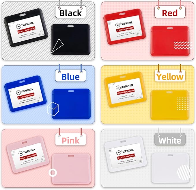 2 Pack Sliding Horizontal Badge Holder Hard Plastic Key Card Work Badge Sleeve for Office School Factory Teacher Student (Yellow)