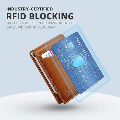 Zitahli Wallet for Men-6 Slots ID Window-Mens Wallets-Slim Wallet Classic Spring Money Clip RFID Blocking-Gift for Men
