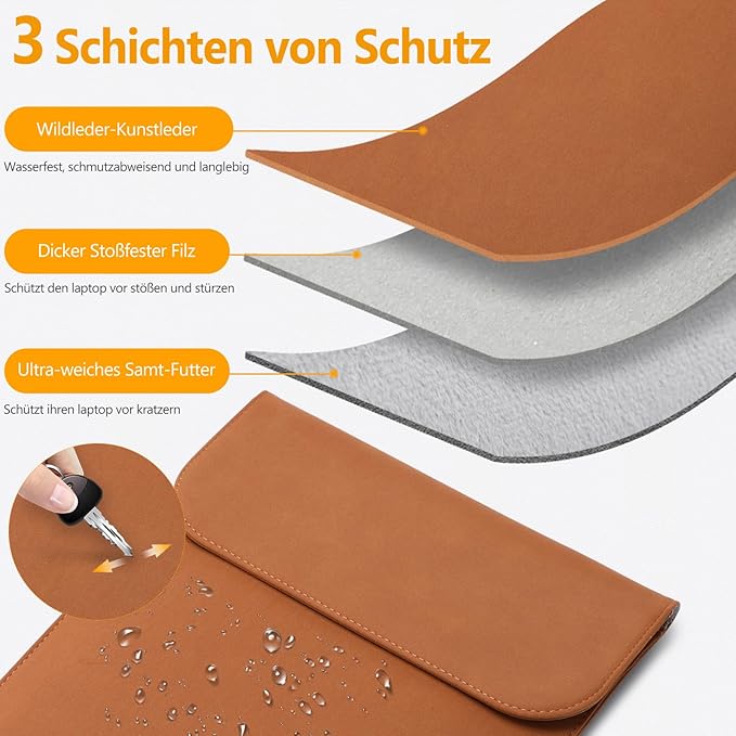 HYZUO 13 Inch Laptop Sleeve PC Case for MacBook Pro 13 M2 M1 2026-2016, 13" MacBook Neo 2026 A3404, MacBook Air 13 M5 A3449 M4 M3 M2 M1 2026-2018, 13" iPad Pro/Air, Surface Pro, XPS 13, Brown