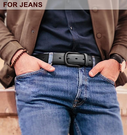 BULLIANT Men Belt-Leather Belt 7 Holes Comfortable for Men Dress Casual Jeans 1 3/8"