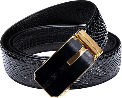 Dubulle Men's Ratchet Belt Gold/Black/Red/Green/Blue/White Automatic Buckle Business Casual Belt Gift - Adjustable Fit