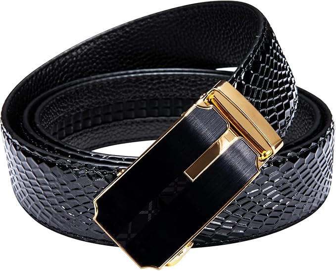 Dubulle Men's Ratchet Belt Gold/Black/Red/Green/Blue/White Automatic Buckle Business Casual Belt Gift - Adjustable Fit