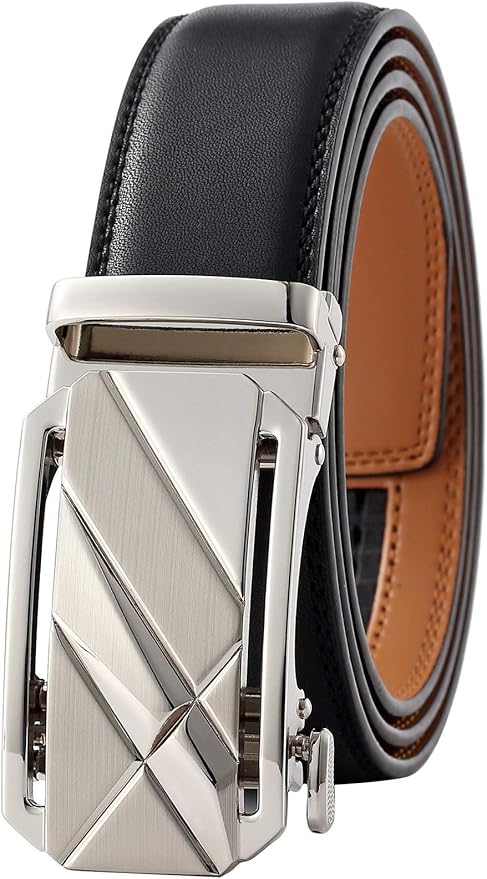 Lingli Men's Belt,Ratchet Dress Belt with Automatic Buckle Brown/Black-Trim to Fit-35mm wide