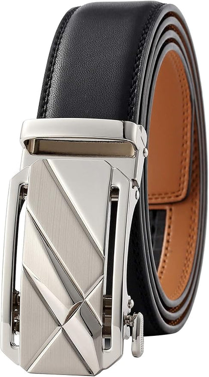 Lingli Men's Belt,Ratchet Dress Belt with Automatic Buckle Brown/Black-Trim to Fit-35mm wide