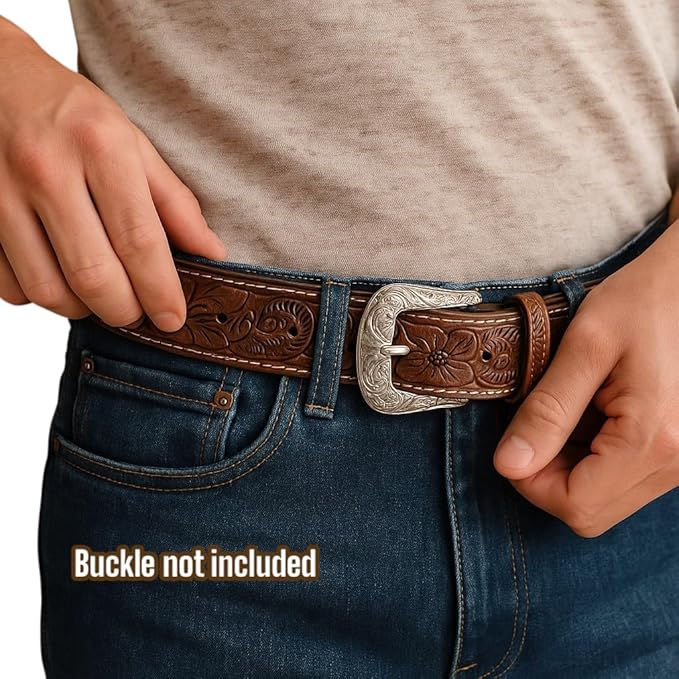 F&L CLASSIC Western Belt without buckle for men – Full Grain Leather Cowboy Belts for jeans - One Piece Leather strap belt