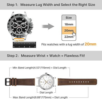 Fullmosa 18mm 20mm 22mm 24mm Leather Watch Bands, 2 Pack Soft Quick Release Watch Strap Compatible with Garmin Vivoactive 5/6/4/3, Venu 4/3S/2S, Samsung Galaxy Fossil Amazfit for Men Women,20mm Saddle Brown&Black/Black&Black