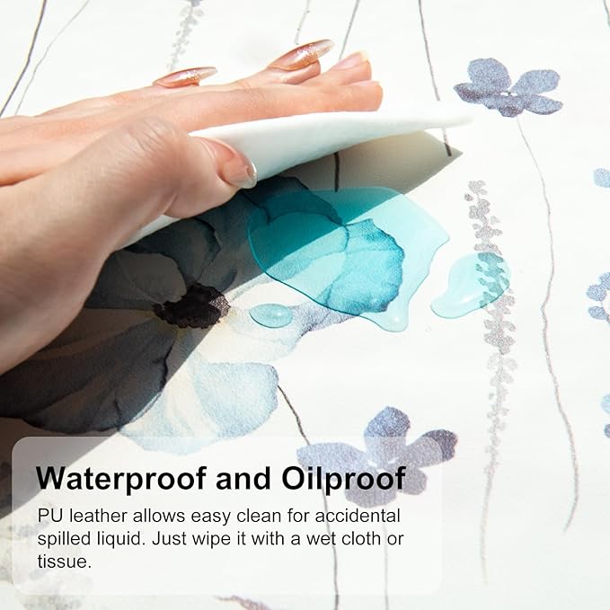 QiyI Large Mouse Pad for Desk, Floral Desk Mat for Desktop, Women Girls Office Décor Desk Accessories, PU Leather Waterproof Gaming Mousepad, Watercolor Flowers Desk Pad Computer Mat, 31.5" x 11.8"