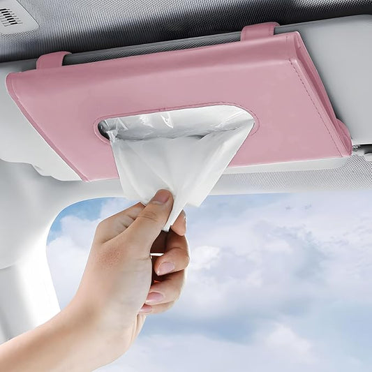 Car Tissue Holder for Smooth Dispensing, Includes Lotion Facial Tissues, Secure Mount Napkin Organizer for Vehicles, Universal Compatibility with Standard Refills, Slim Design for Easy Access