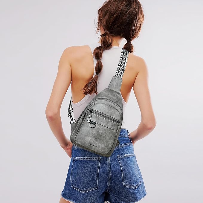 Leresas 7L Sling Bag for Women Men Vegan Leather Crossbody Bags Fanny Pack Purse Backpack Over Shoulder Bag Travel Anti Theft