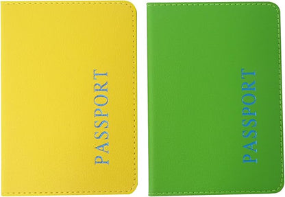 Honbay 2PCS Artificial Leather Passport Holder Cover Passport Case for Men and Women