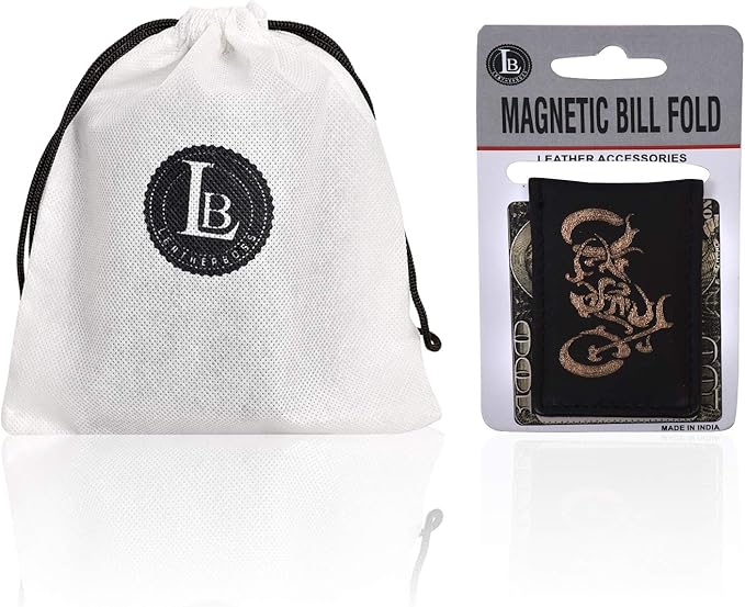 LB LEATHERBOSS Men's New Leather Strong Magnetic Money Clip
