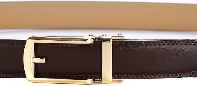 Tonywell Mens Leather Ratchet Belts with Click Buckle Perfect Fit Dress Belt 30mm Wide