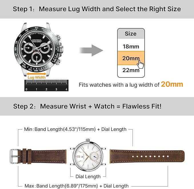 Fullmosa 18mm 20mm 22mm 24mm Leather Watch Bands, 2 Pack Soft Quick Release Watch Strap Compatible with Garmin Vivoactive 5/6/4/3, Venu 4/3S/2S, Samsung Galaxy Fossil Amazfit for Men Women,20mm Saddle Brown&Silver/Black&Silver