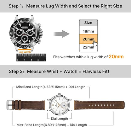 Fullmosa 18mm 20mm 22mm 24mm Leather Watch Bands, 2 Pack Soft Quick Release Watch Strap Compatible with Garmin Vivoactive 5/6/4/3, Venu 4/3S/2S, Samsung Galaxy Fossil Amazfit for Men Women,20mm Saddle Brown&Silver/Black&Silver