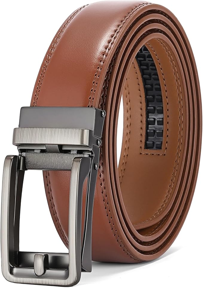 SENDEFN Men's Leather Dress Casual Belt 1 3/8" Automatic Adjustable Click Buckle Belts with Gift Box