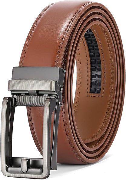 SENDEFN Men's Leather Dress Casual Belt 1 3/8" Automatic Adjustable Click Buckle Belts with Gift Box