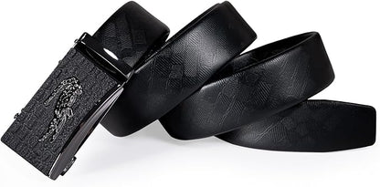 Dubulle Designer Ratchet Belt for Men Leather Fashion Adjustable Automatic Buckle Sliding Removable Dress Casual