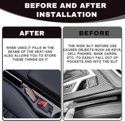2PCS Car Seat Gap Filler Organizer, Multifunctional Car Gap Filler Organizer Storages Function for Storing Phones Keys Cards, Universal No Drop Seat Guard for Cars ﻿ (Black)