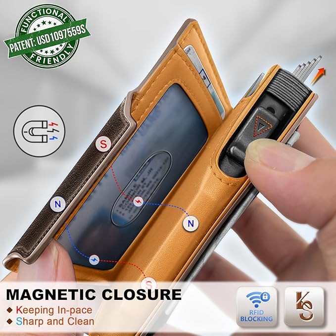 KEMISANT Airtag Wallet Men Gift,Mens Slim Front Pocket Wallet Money Clip Standard or Apple Airtag Use 3.8"×2.8"×0.9"