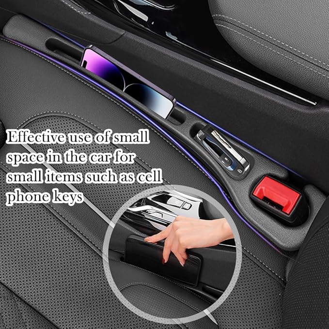 2PCS Upgraded Car Seat Gap Filler,Soft No Drop Seat Guard for Cars with Dual Slot Car Seats Gap Organizer for Storing Items & Filling Gaps,Versatile Between Seats Cars Gaps Filler (Style1)