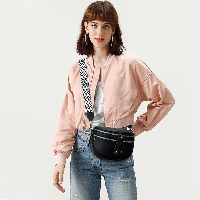 KKXIU Crossbody Sling Bag for Women Trendy Fanny Pack Vegan Leather Chest Bag | Trendy
